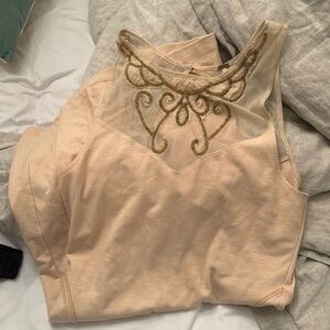 Free People embellished mesh beaded peach dress